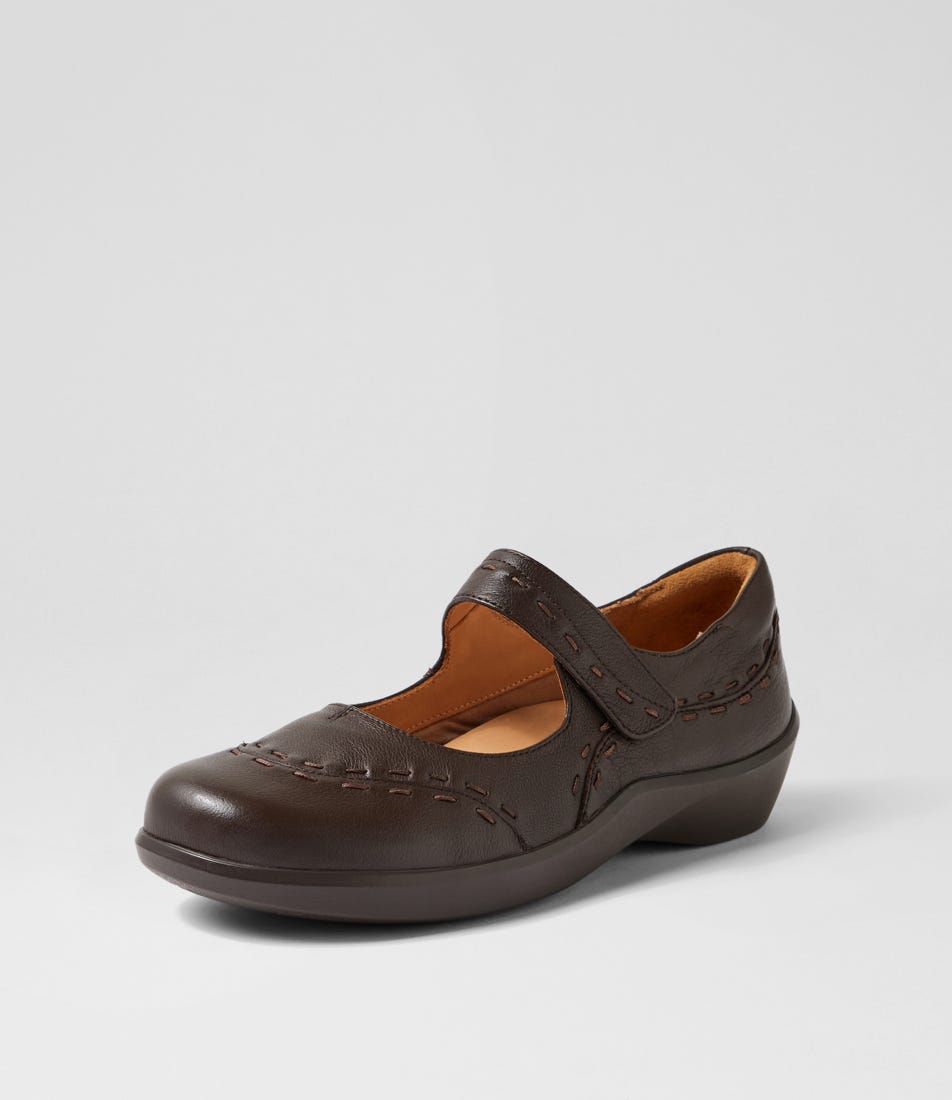 Gummibear W Choc Leather Mary Janes by Ziera