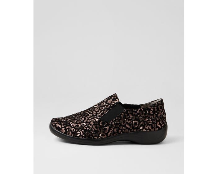 Javara Shoes Java Xf Rose Metallic Leopard Leather Flat Shoes by Ziera