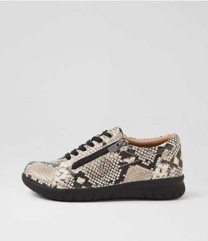 Solar Xf Black White Snake Leather Sneakers
