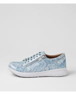 Solar Xf Blue Silver Paisley Leather Sneakers