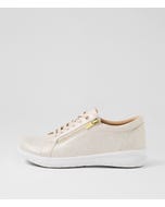 Solar Xf Ivory Gold Print Leather Sneakers