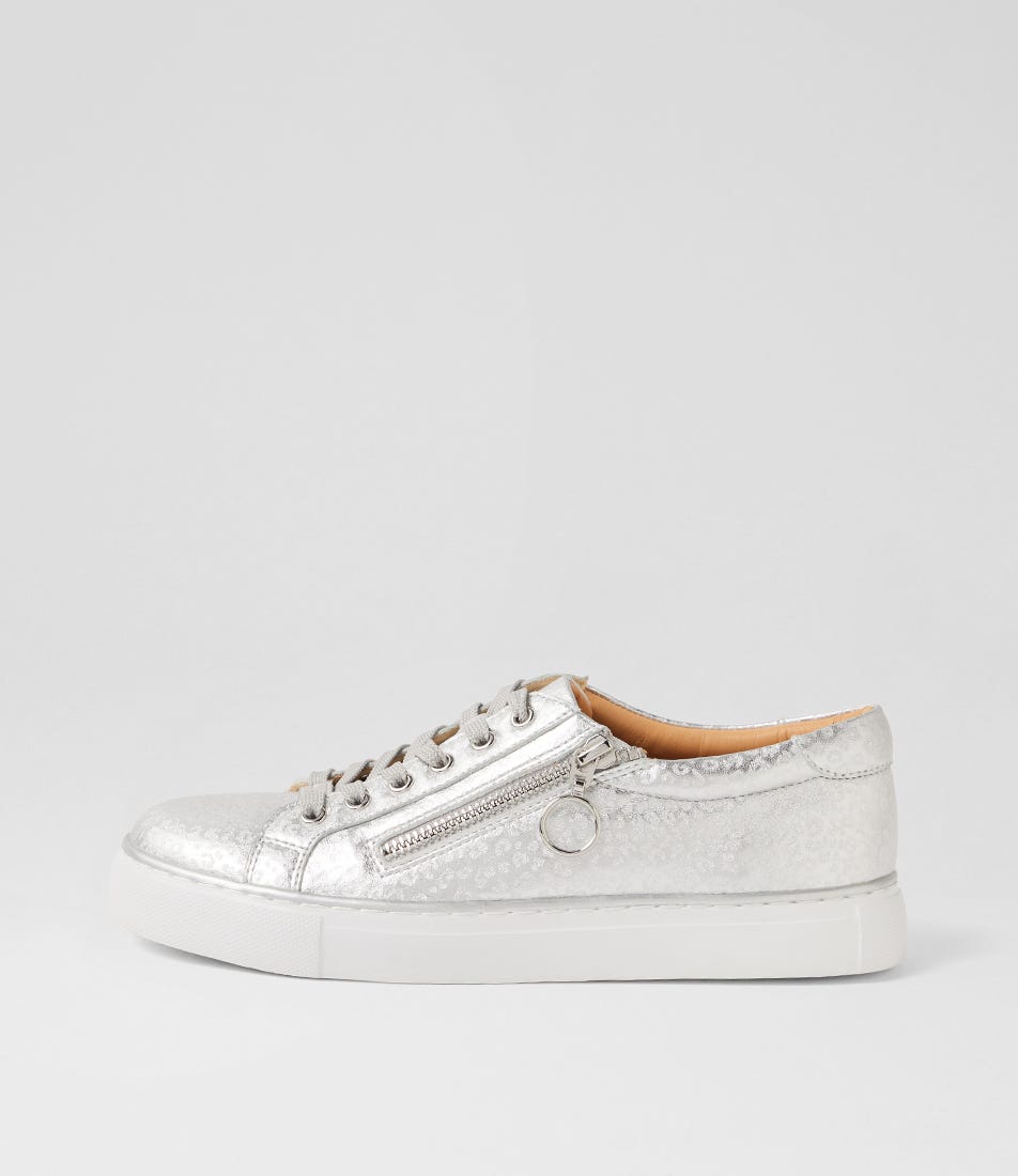 Pamela Xf Silver Cheetah Leather Sneakers