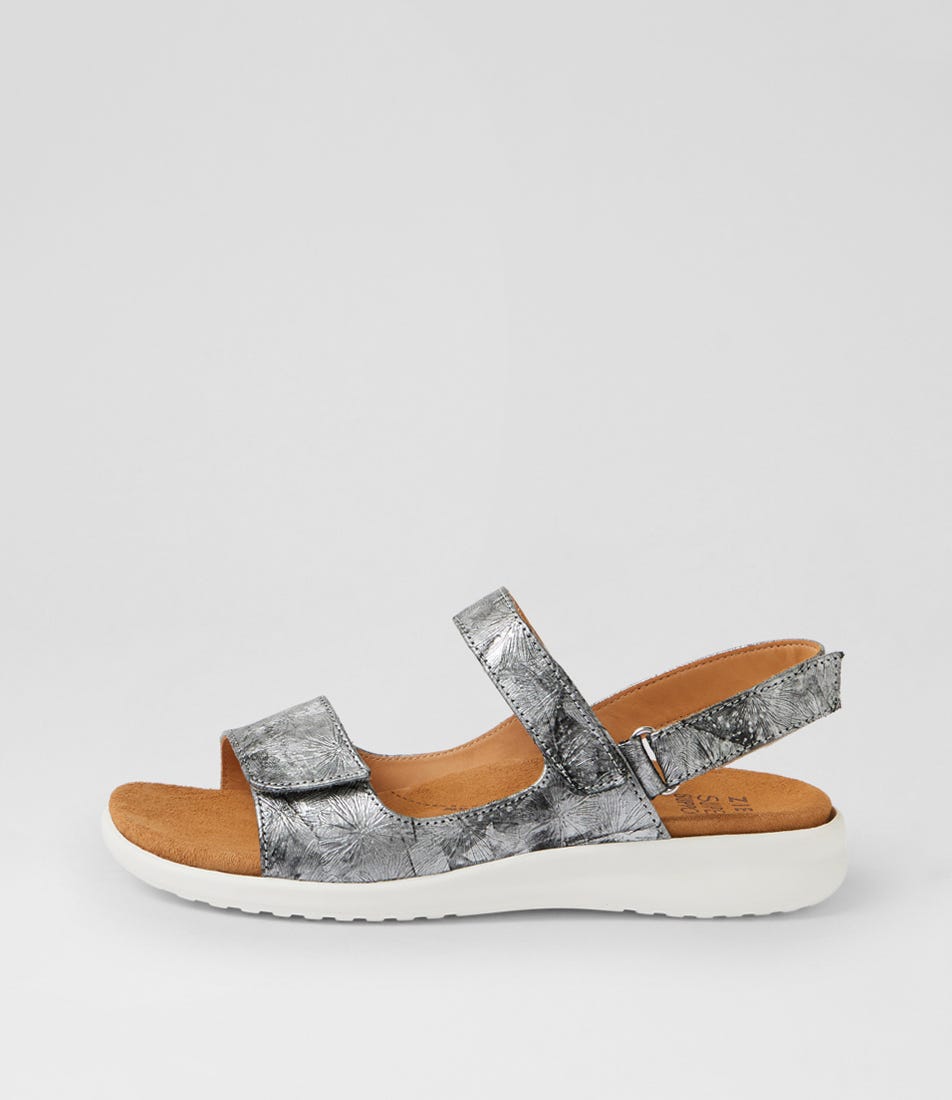 Benji Xw Pewter Fireworks Leather Sandals