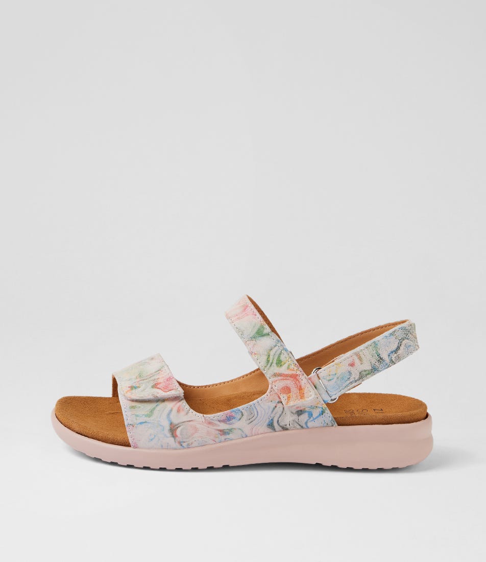 Benji Xw Nude Floral Leather Sandals