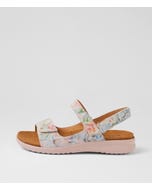 Benji Xw Nude Floral Leather Sandals
