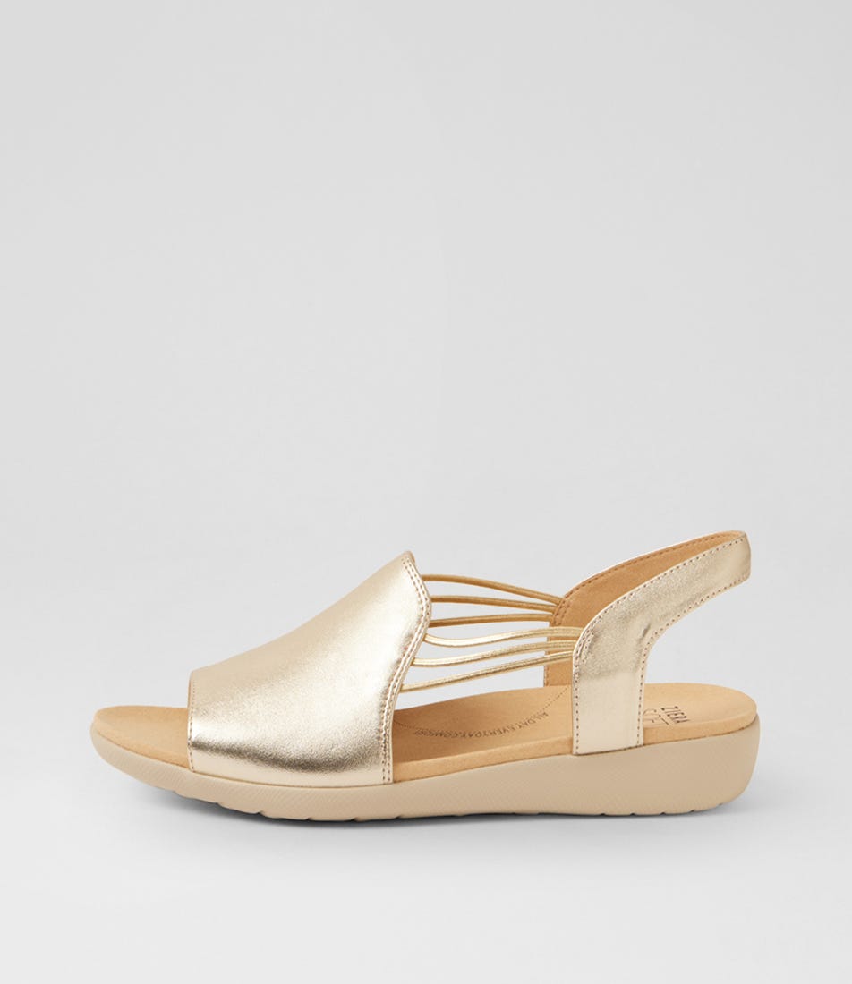 Udhays W Pale Gold Leather Elastic Sandals