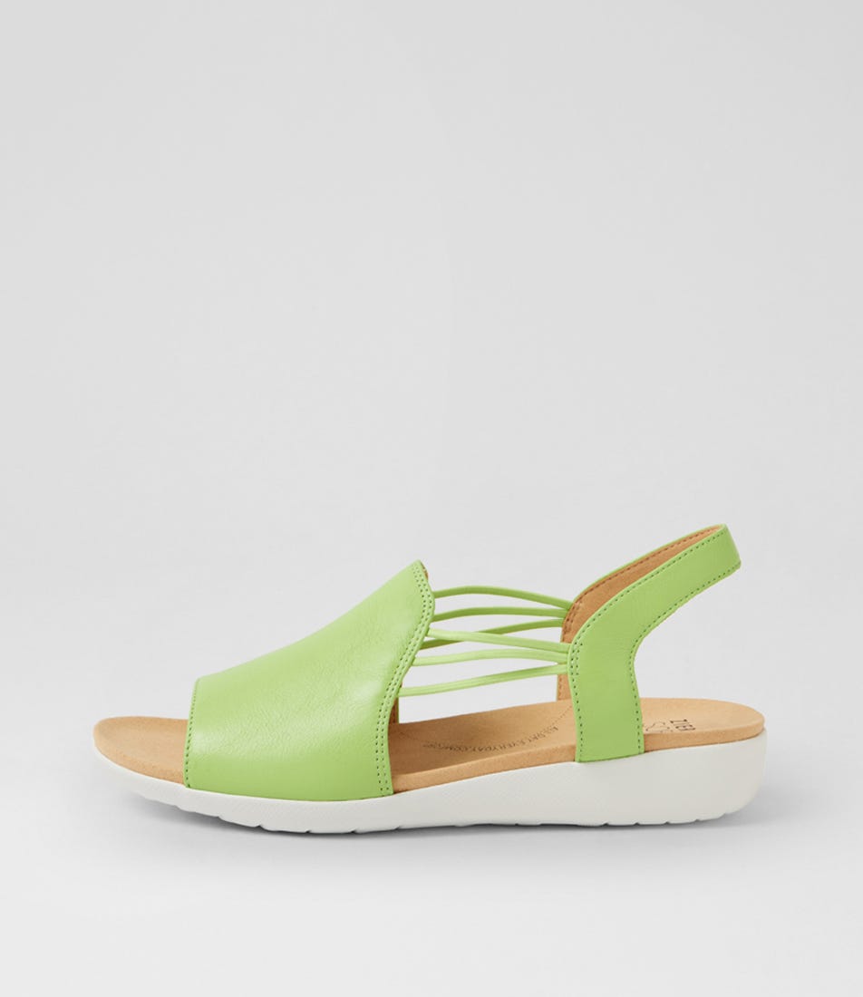 Udhays W Light Lime Leather Elastic Sandals