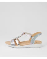 Ulover W Silver Multi Leather Elastic Sandals