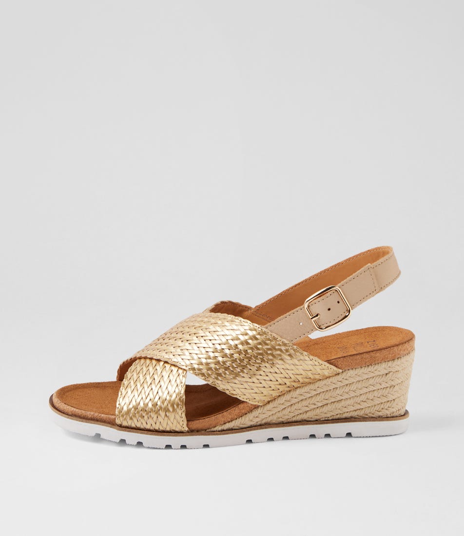 Kaeme W Old Gold Camel Weave Leather Sandals by Ziera | Shop