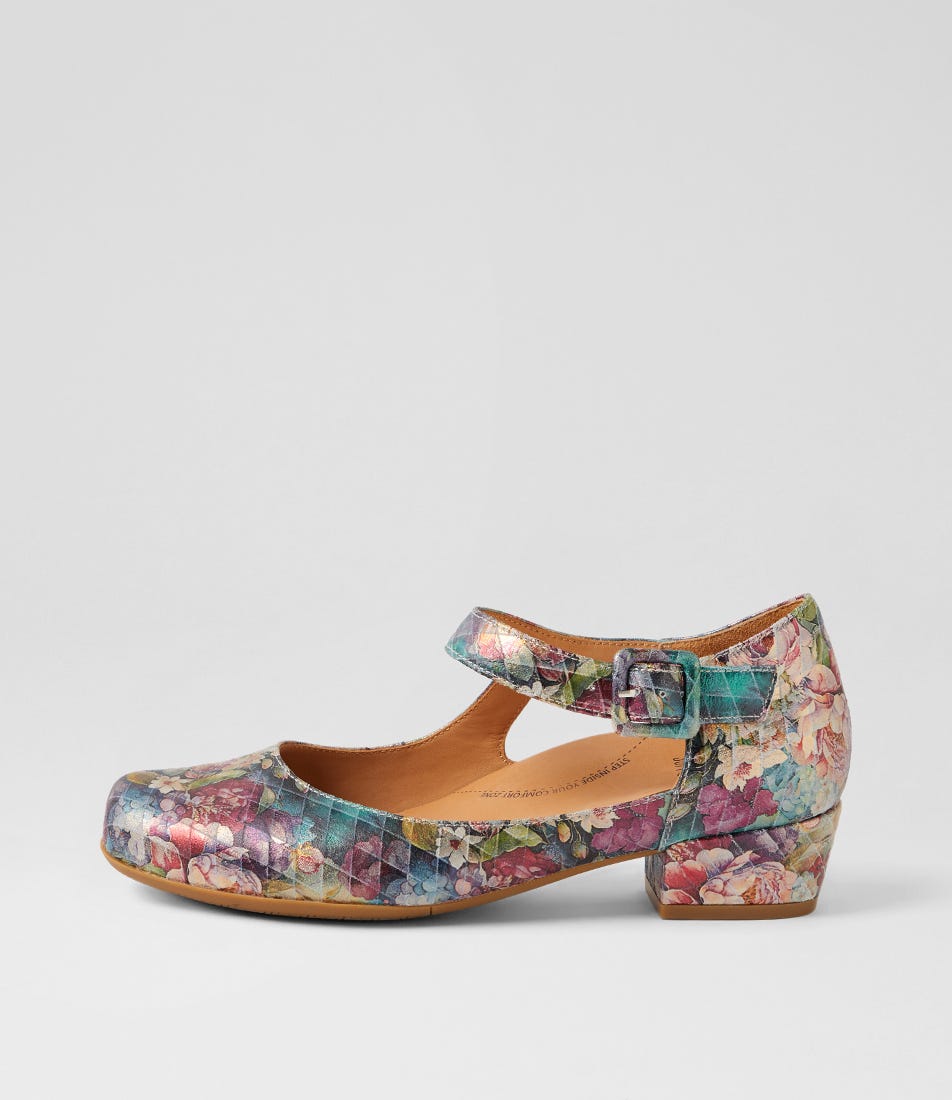 Qango Xw Teal Diamond Leather Heels