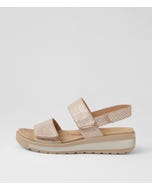 Garlin W Camel&almond Print Leather Sandals