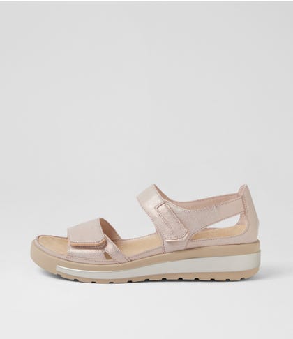 Gedd W Nude Rose Gold Wash Leather Sandals