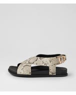 Hanako W Black White Snake Leather Sandals