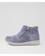 Solange Xf Blue Distress Denim Leather Ankle Boots