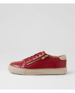 Pryor Xf Dark Red Almond Leather Sneakers