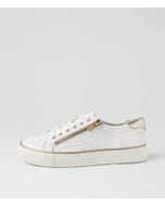 Pryor Xf White Pale Gold Leather Sneakers
