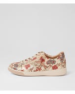 Aito Xf Red Floral Leather Sneakers