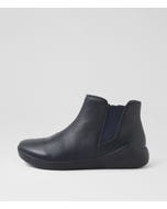 Yumba Xw Navy Leather Elastic Chelsea Boots