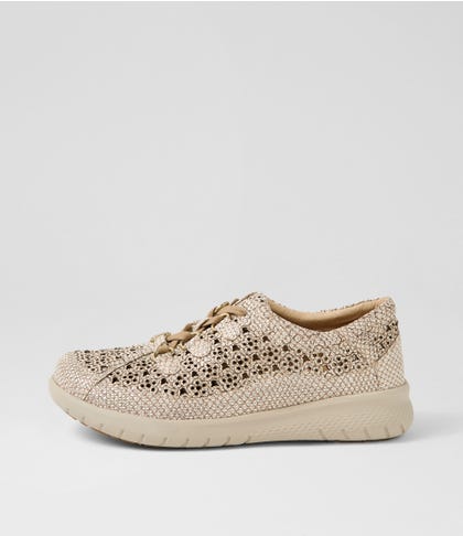 Sarmi Xf Camel Almond Print Leather Sneakers
