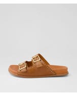Havro W Tan Pale Gold Leather Slides