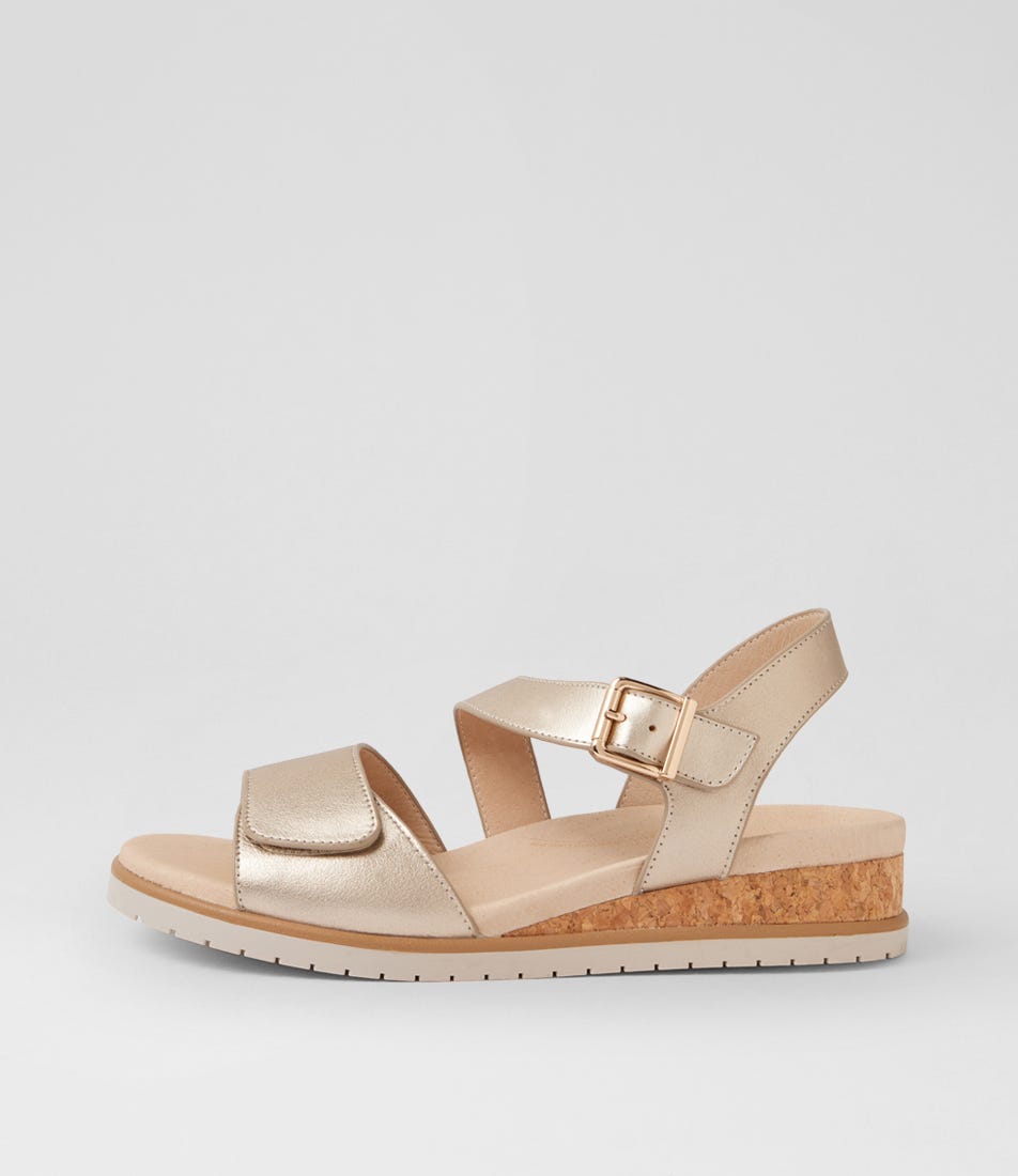 Vamsy W Champagne Almond Leather Sandals