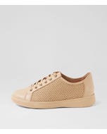 Ackla Xf Camel Latte Leather Synthetic Raffia Sneakers