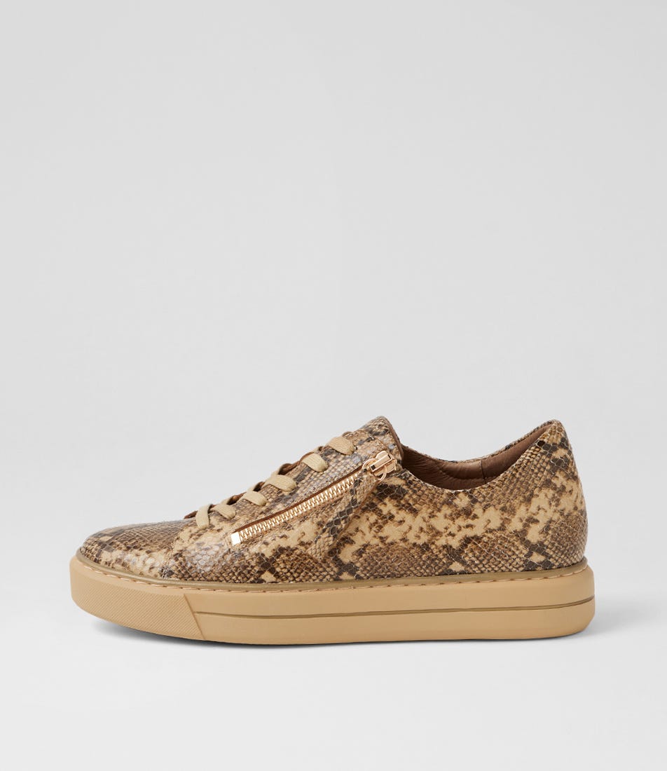 Kerk W Camel Choc Snake Leather Sneakers
