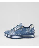 Vamra Xf Denim Lizard Silver Leather Sneakers