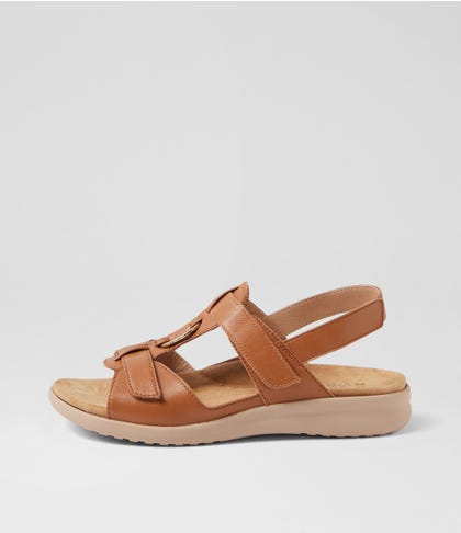 Brisa Xw Dark Tan Almond Leather Sandals