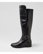 Seojin Xf Black Leather Stretch Knee High Boots
