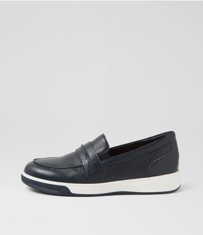 Aindrea Xf Navy Leather Loafers