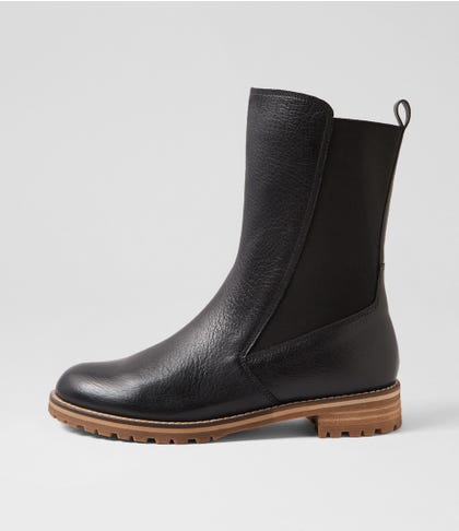 Mazzy W Black Natural Leather Ankle Boots