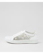 Desha Xw White Silver Jewels Leather Sneakers
