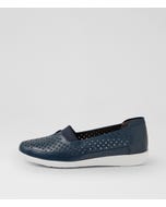 Unki Xf Navy Leather Flat Shoes