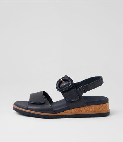 Vatch W Navy Leather Sandals