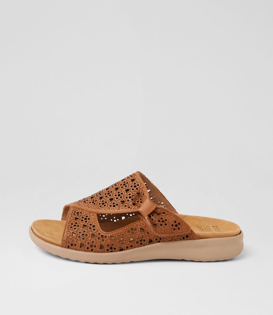 Binty Xw Dark Tan Almond Leather Sandals