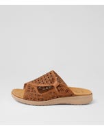 Binty Xw Dark Tan Almond Leather Sandals
