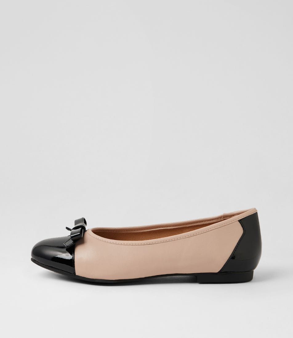 Cellos Xf Black Nude Patent Leather Flat Shoes