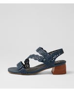 Carrissa W Navy Leather Sandals