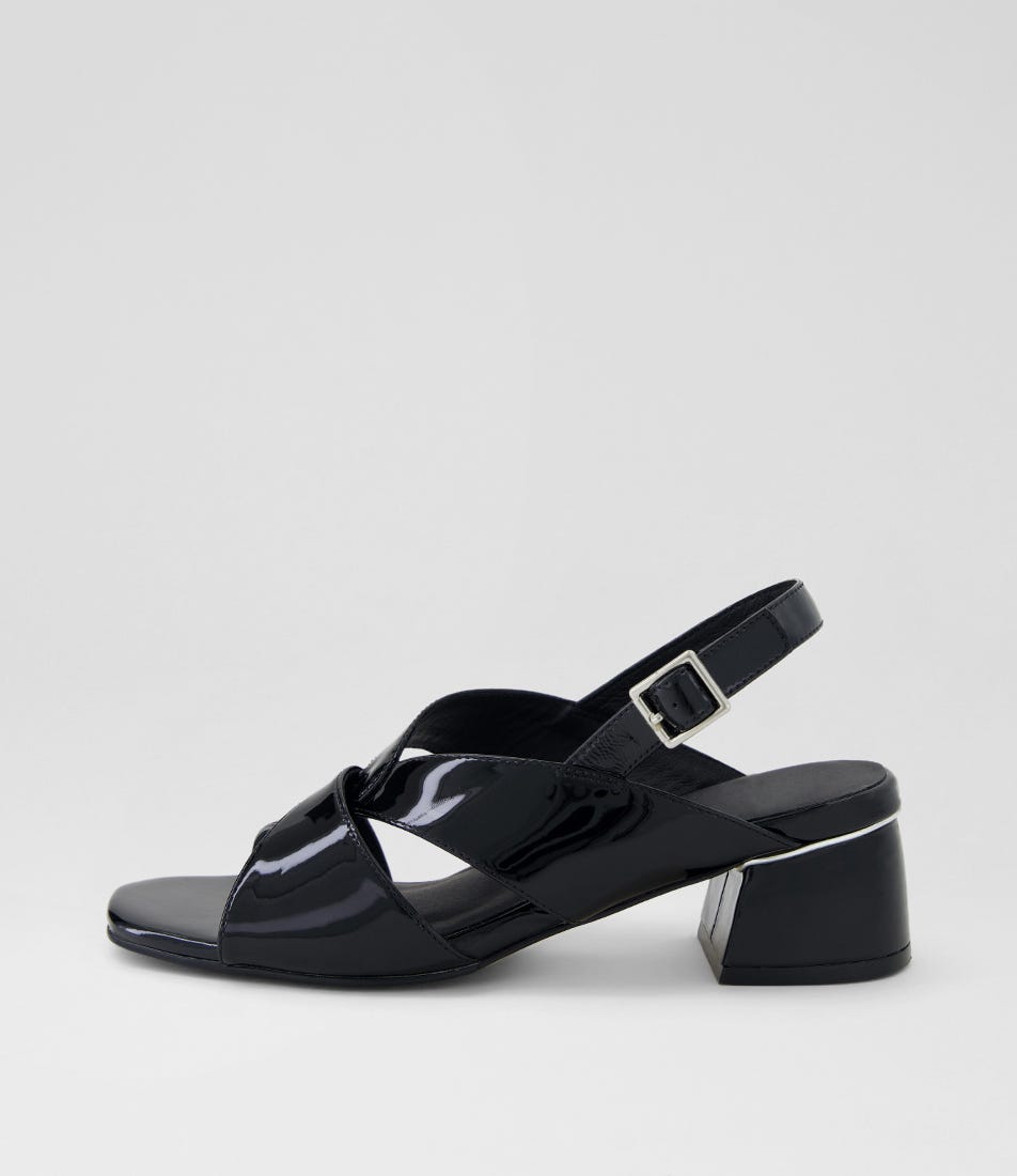 Carlen W Black Patent Leather Sandals