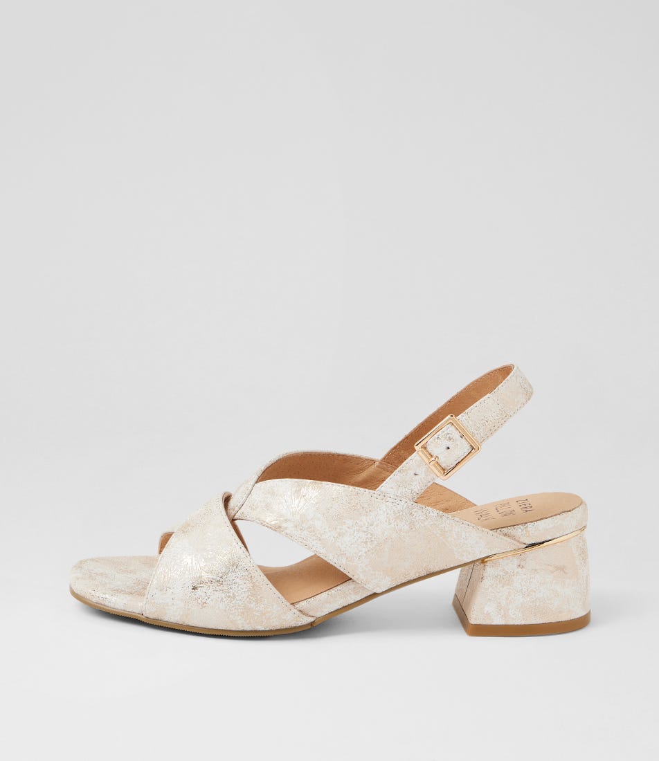 Carlen W Ivory Fireworks Leather Sandals