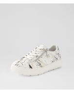 Oceanne Xw White Black Croc Leather Sneakers