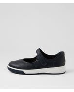 Aitch Xf Navy Leather Flat Shoes