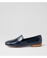 Daires Xw Navy Patent Leather Flat Shoes