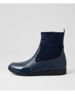 Marle W Navy Patent Mix Ankle Boots