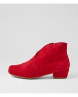 Quellay Xw Red Suede Ankle Boots