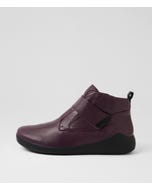 Yedd Xf Purple Black Leather Ankle Boots