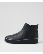 Zellie W Navy Leather Ankle Boots