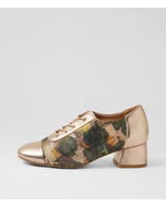 Zinky W Champagne Forest Flower Leather Heels