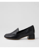 Zedda W Black Leather Heels